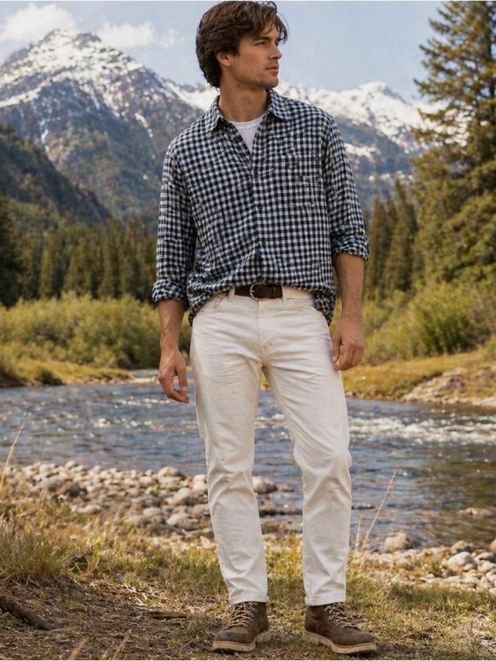 Patagonia Men's Shirt Medium Organic Cotton Plaid Blue Outdoor Casual